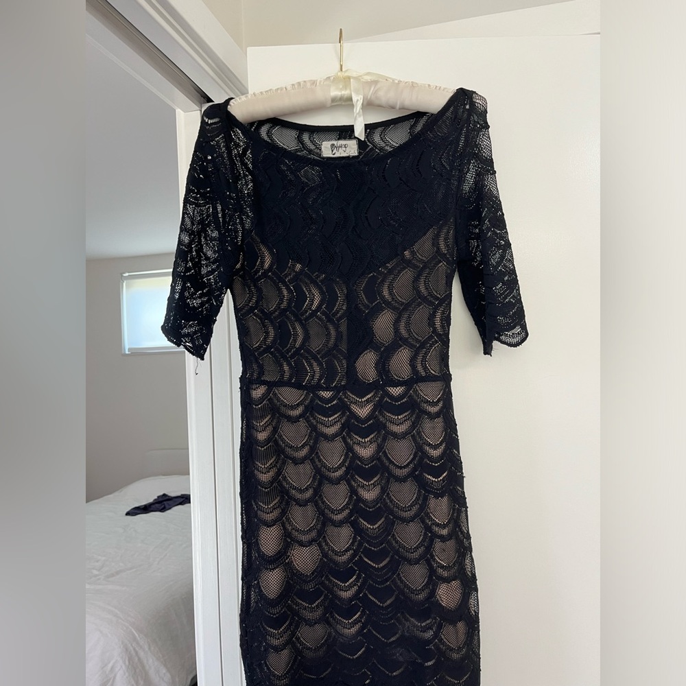 Nightcap black lace mini dress